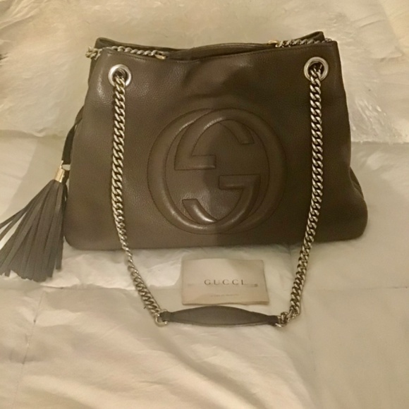 Gucci pebbled soho medium chain tote shoulder hobo bag - Picture 2 of 10